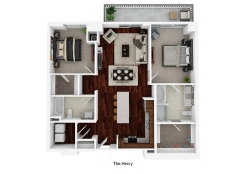 Floor plan for 2 beds, 2 baths, 1208 sqft